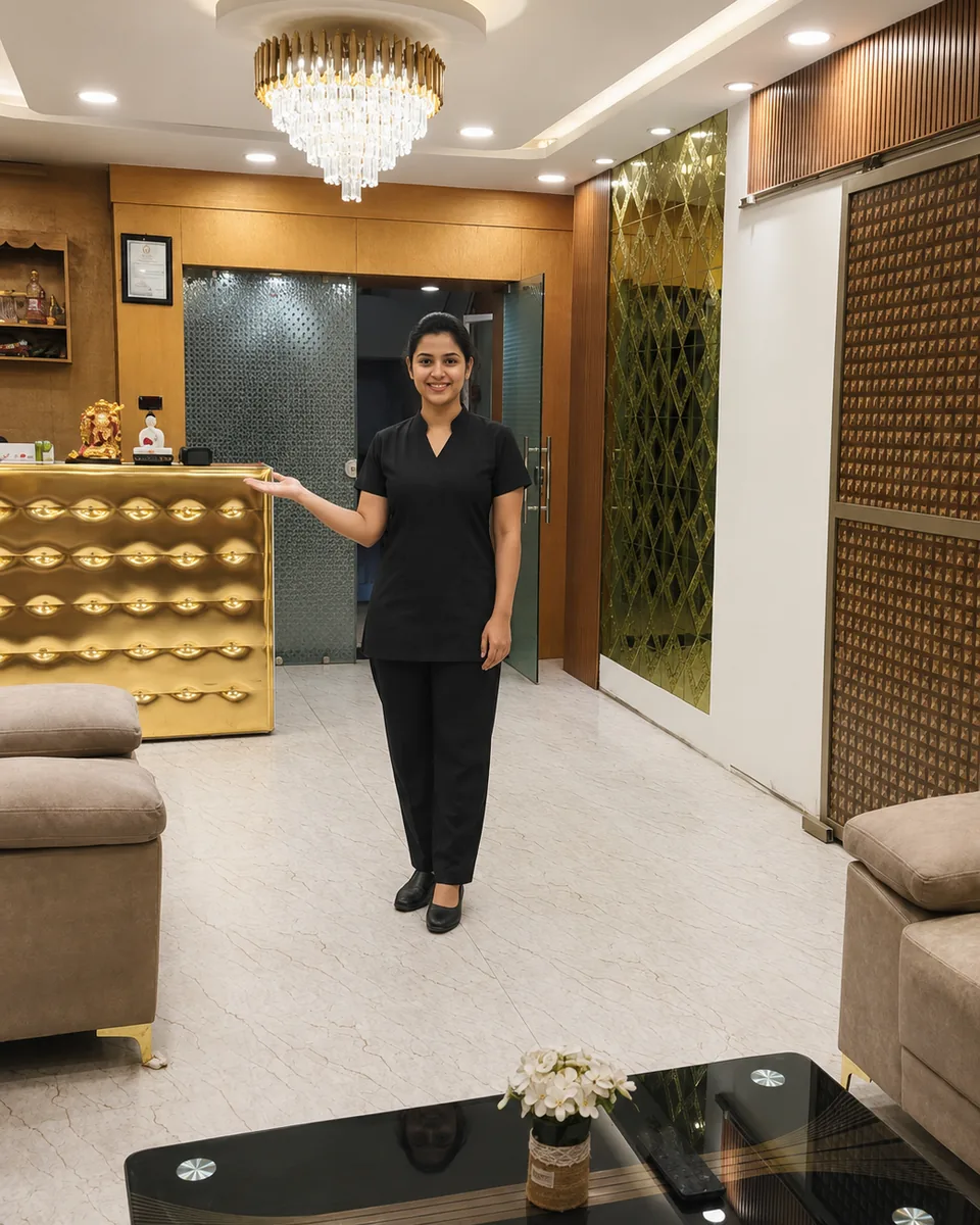 Platinum Luxury Spa welcome area with staff member