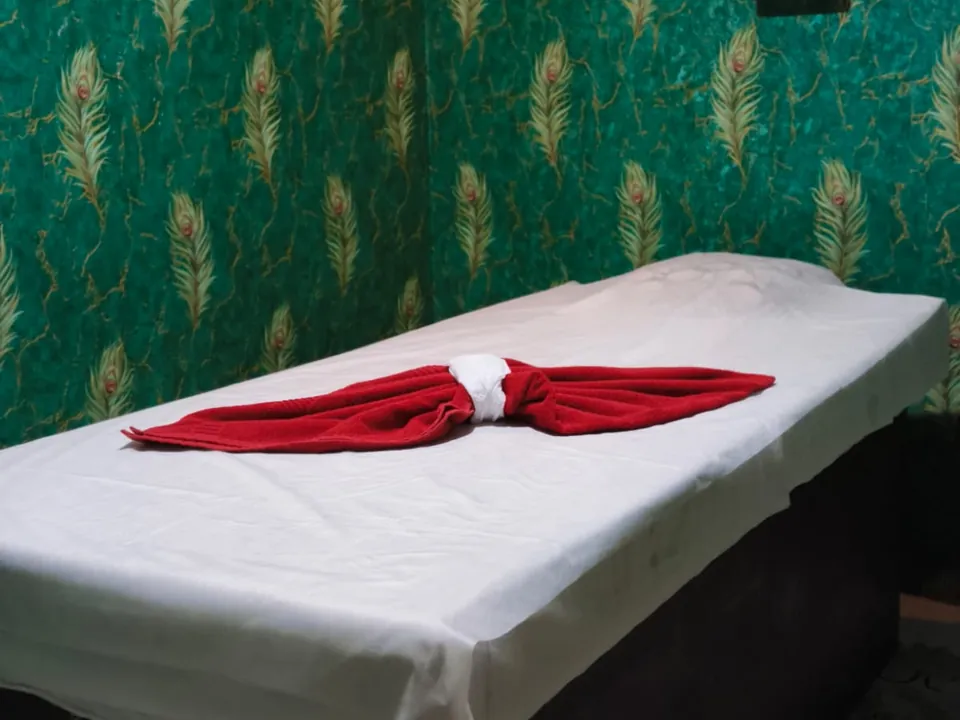 Prepared treatment room at Platinum Luxury Spa Madhapur